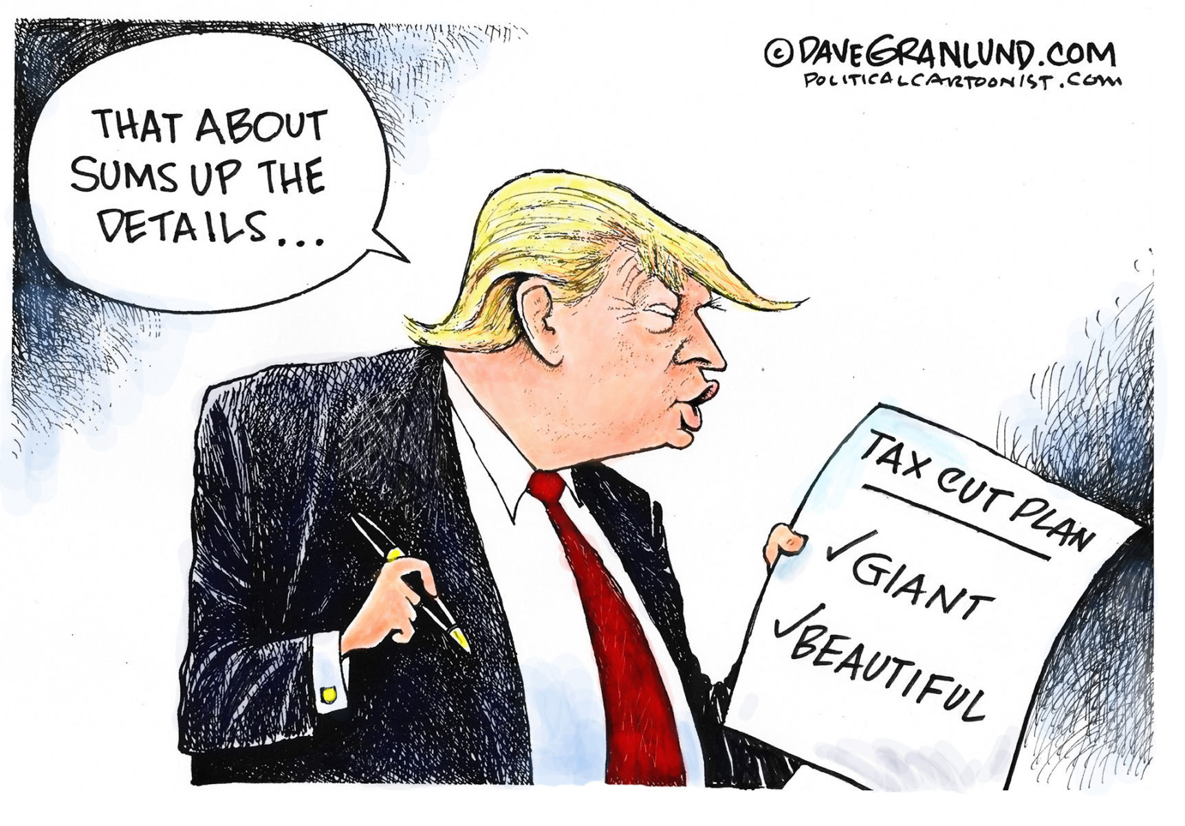 Trump and Tax plan details by Dave Granlund, Politicalcartoons.com